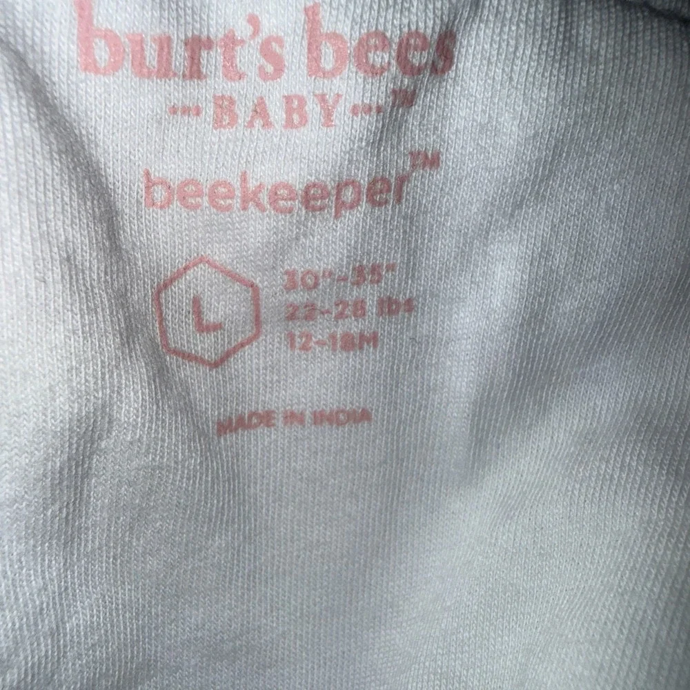 Burt's Bees Baby Beekeeper Wearable Blanket  L White‎ W/ Pink Elephant NWOT